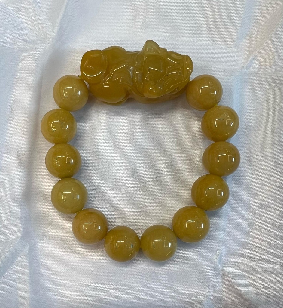 黃翡珠貔貅手串