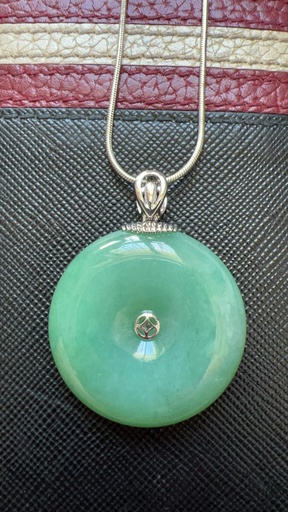 18K白金饟嵌翡翠平安扣